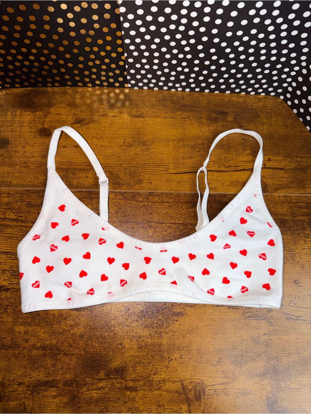 SKIMS Limited Edition Cotton Jersey Scoop Bralette Ruby Heart Print S